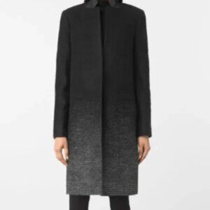 All Saints Black Gray Ombre Wool Coat